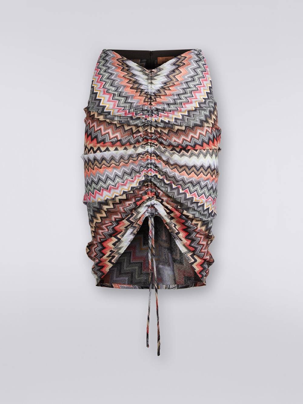 Missoni Gonna midi in cotone e viscosa zig zag con arricciatura Liquidazione