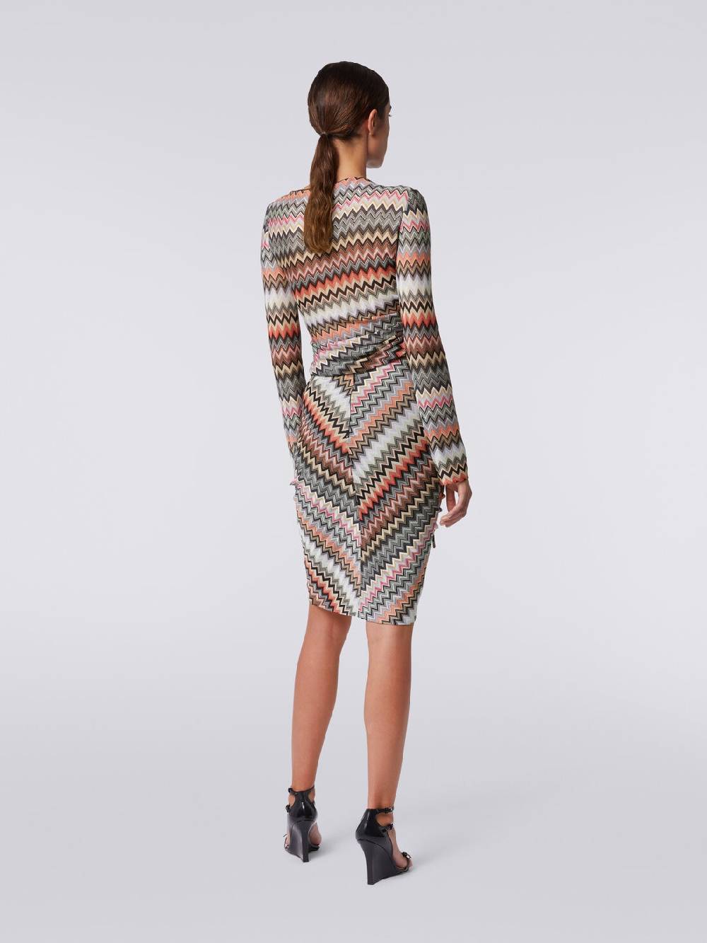 Missoni Gonna midi in cotone e viscosa zig zag con arricciatura Liquidazione