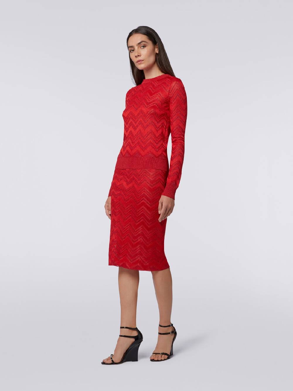 Missoni Gonna longuette in maglia zig zag con lurex Offerte speciali
