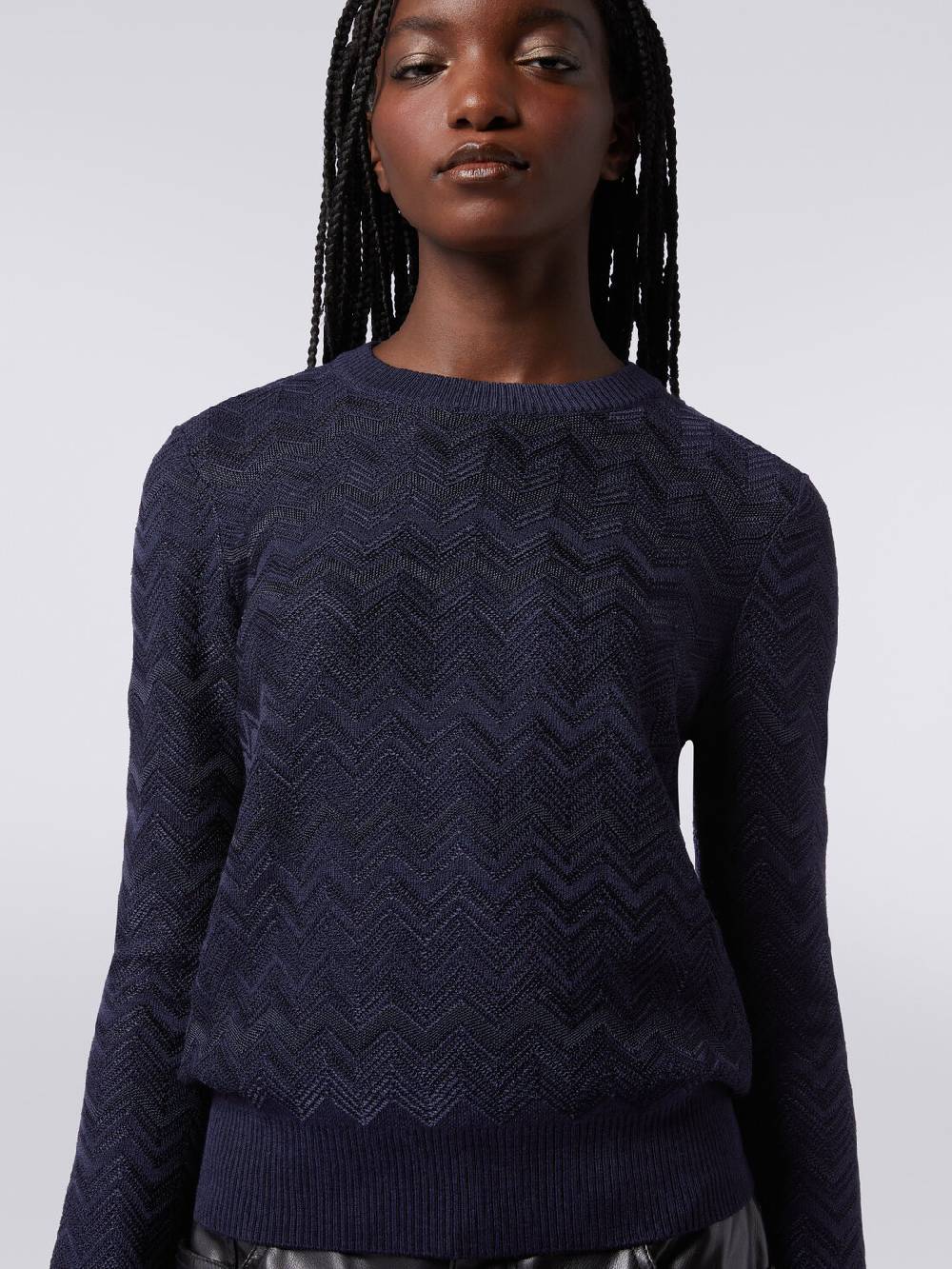 Missoni Pullover girocollo in viscosa e lana chevron Sconti VIP