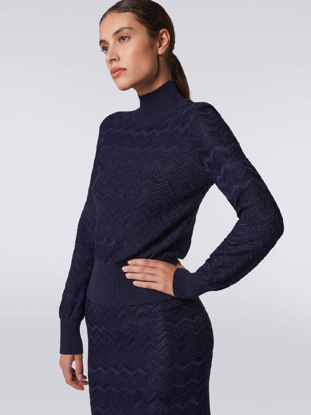 Missoni Pullover a collo alto in viscosa e lana chevron Prezzo basso