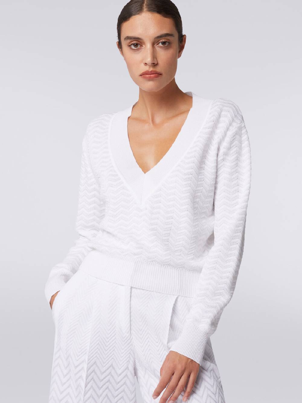 Missoni Pullover con scollatura a V in maglia zig zag Ritorno libero