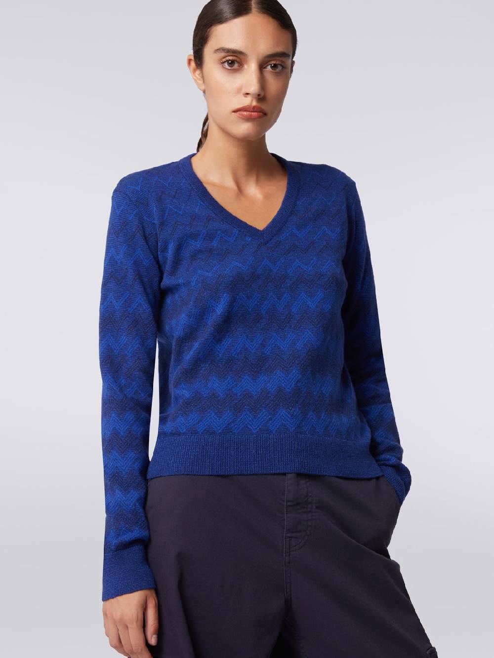 Missoni Pullover con scollo a V in cachemire con zig zag Ultimo giorno