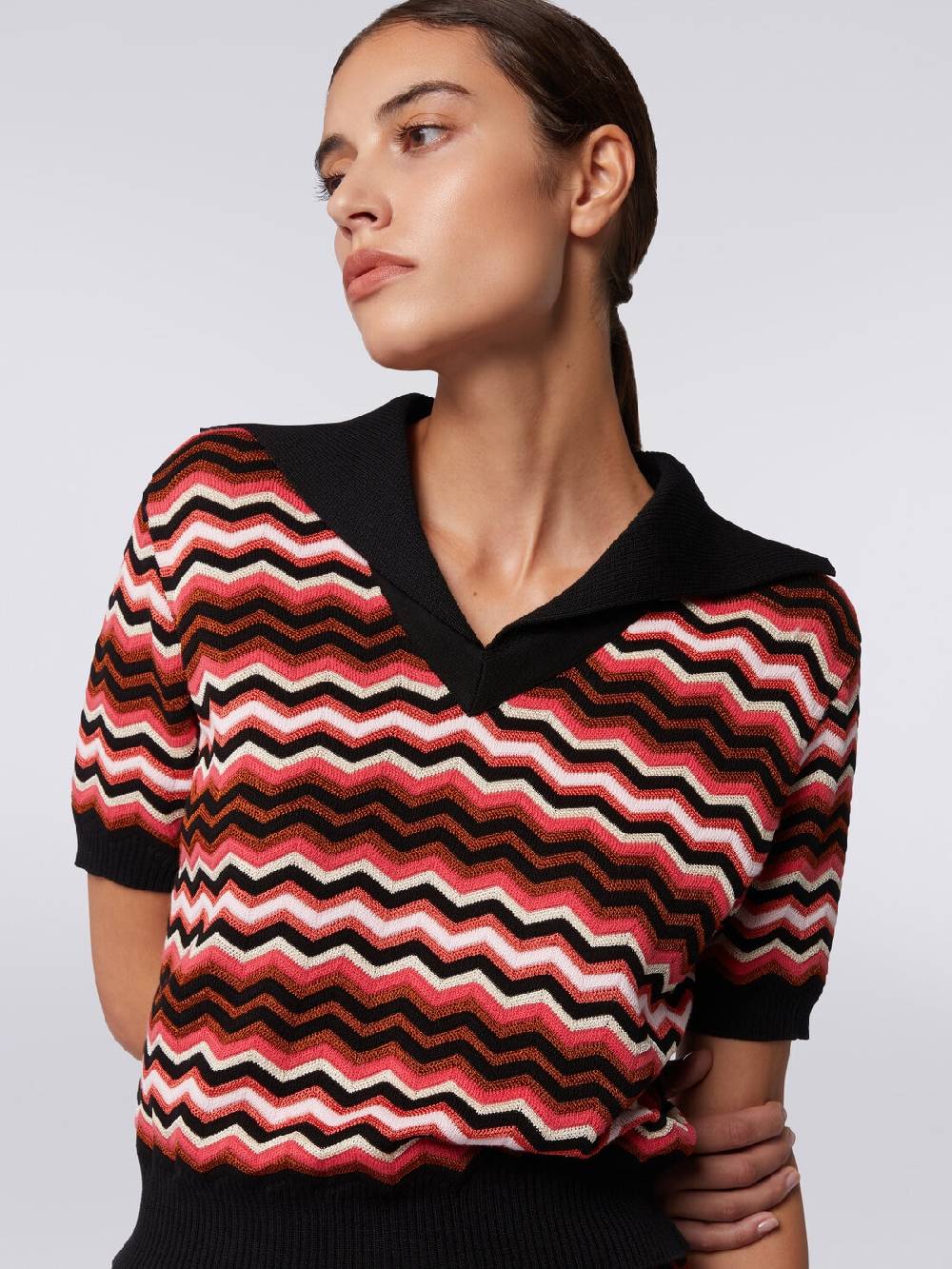 Missoni Maglia a maniche corte chevron con profili a contrasto Only for today