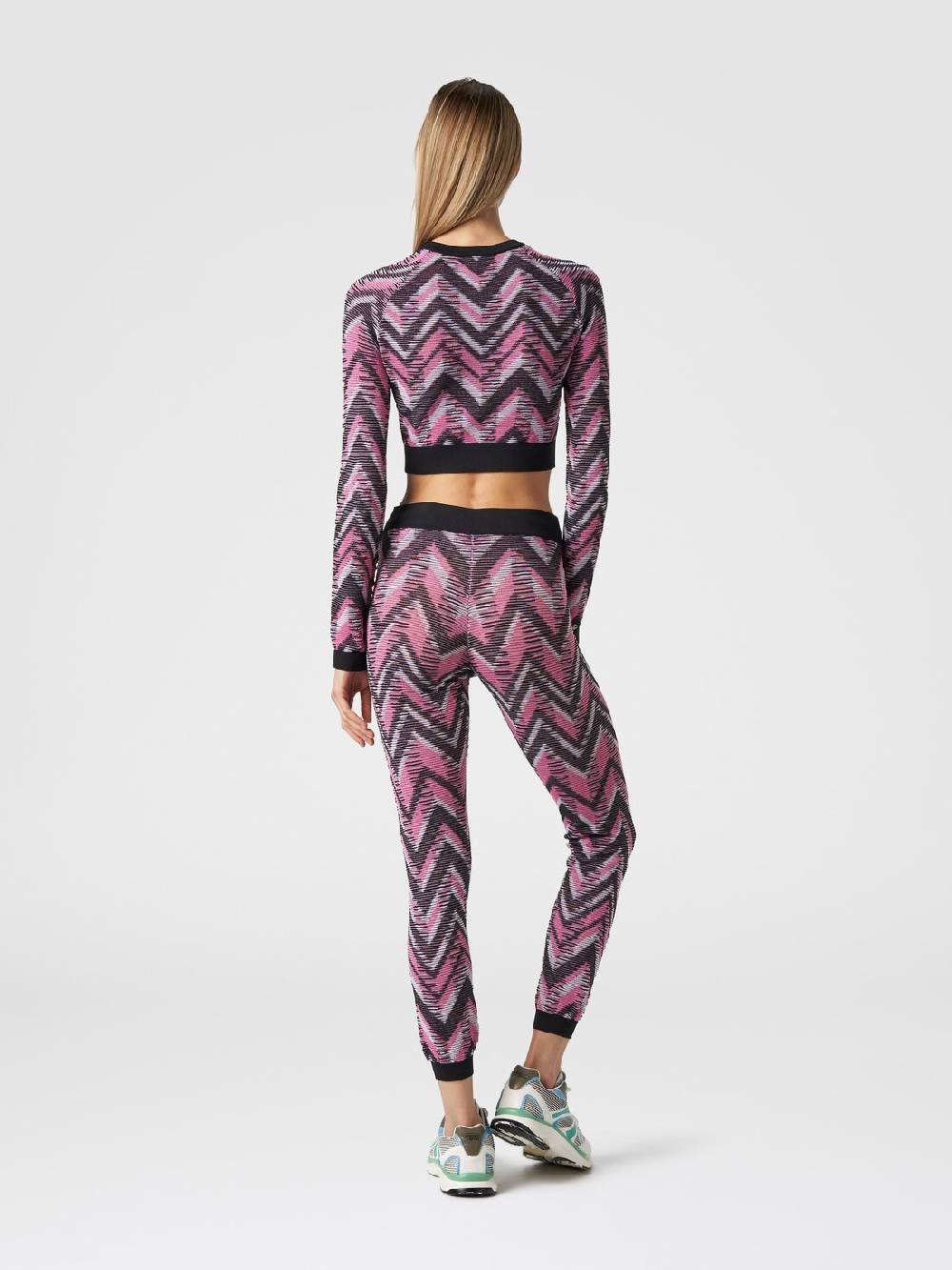 Missoni Crop top a maniche lunghe in maglia chevron con logo Offerta speciale della fabbrica