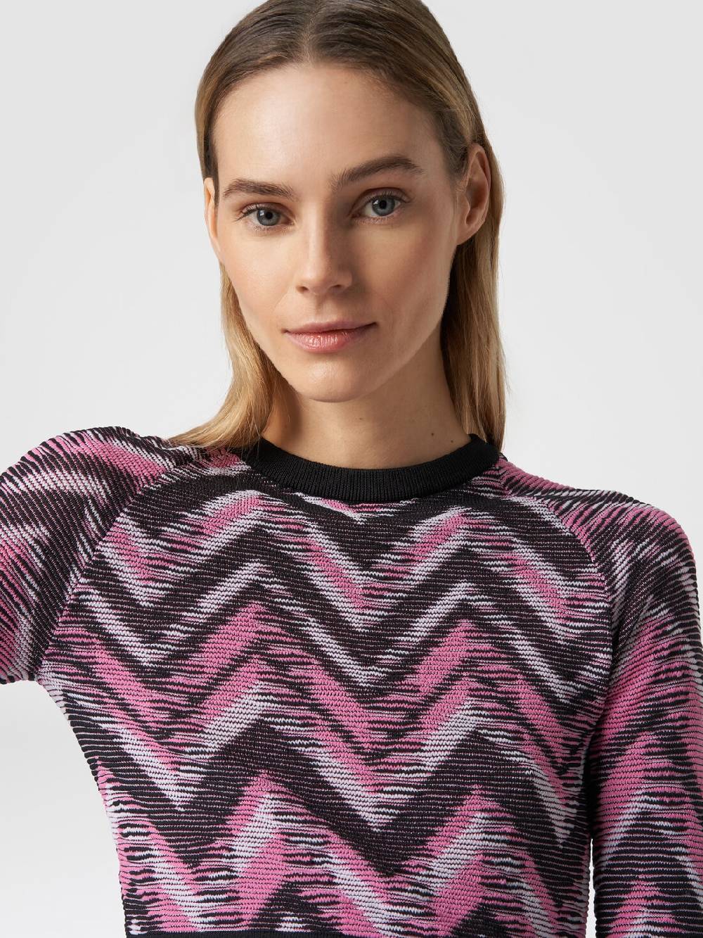 Missoni Crop top a maniche lunghe in maglia chevron con logo Offerta speciale della fabbrica