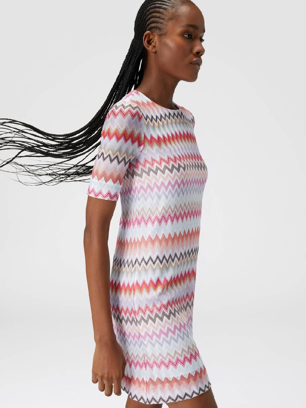 Missoni Abito a maniche corte in cotone e viscosa zig zag Fino al 55% di sconto