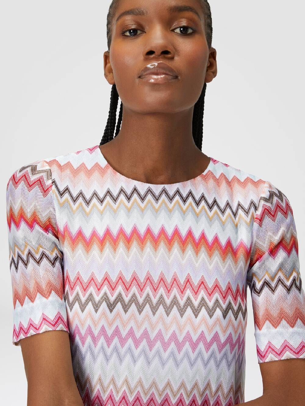 Missoni Abito a maniche corte in cotone e viscosa zig zag Fino al 55% di sconto