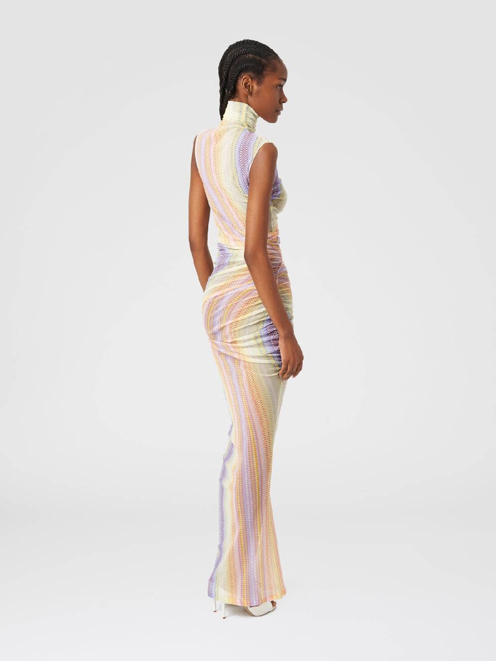 Missoni Abito lungo a collo alto in tulle con arricciature laterali Super sconto