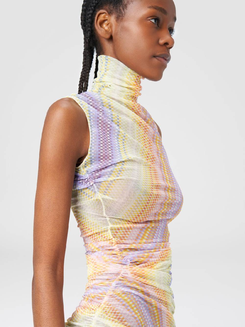Missoni Abito lungo a collo alto in tulle con arricciature laterali Super sconto