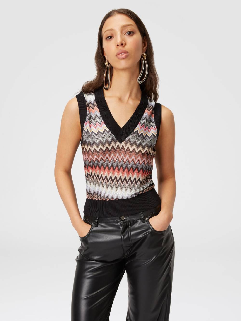 Missoni Gilet in maglia di viscosa zig zag con profili a contrasto 50% di sconto con spedizione gratuita