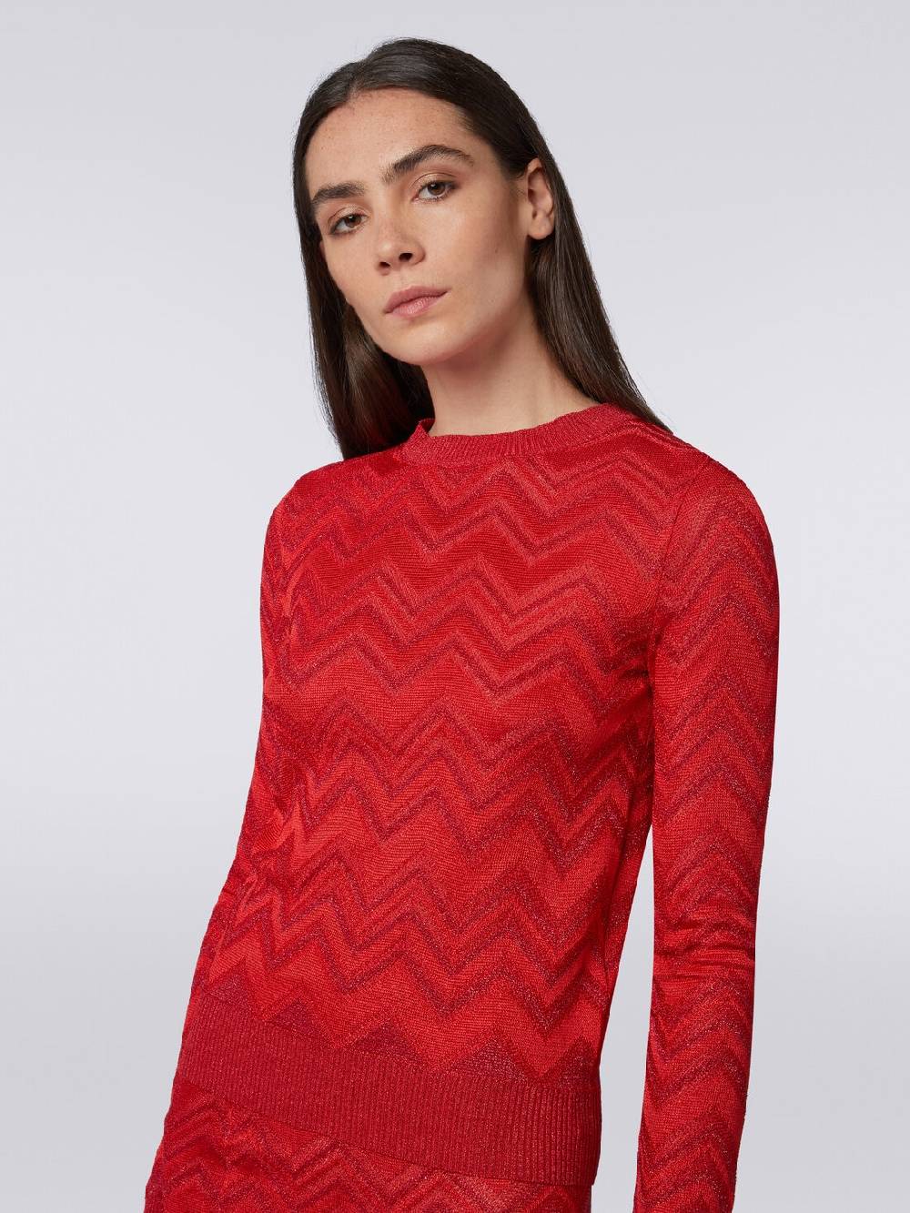 Missoni Maglia girocollo in misto viscosa zig zag con lurex Esporta salva