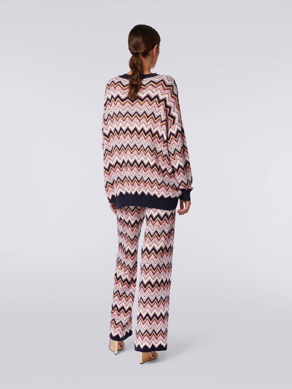 Missoni Pantaloni a palazzo in lana e viscosa chevron Duty-free