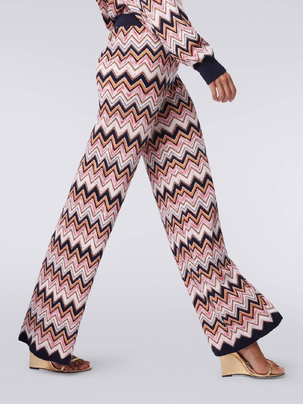 Missoni Pantaloni a palazzo in lana e viscosa chevron Duty-free