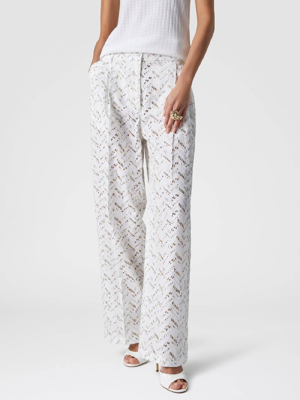Missoni Pantaloni in popeline di cotone con pizzo sangallo Italy