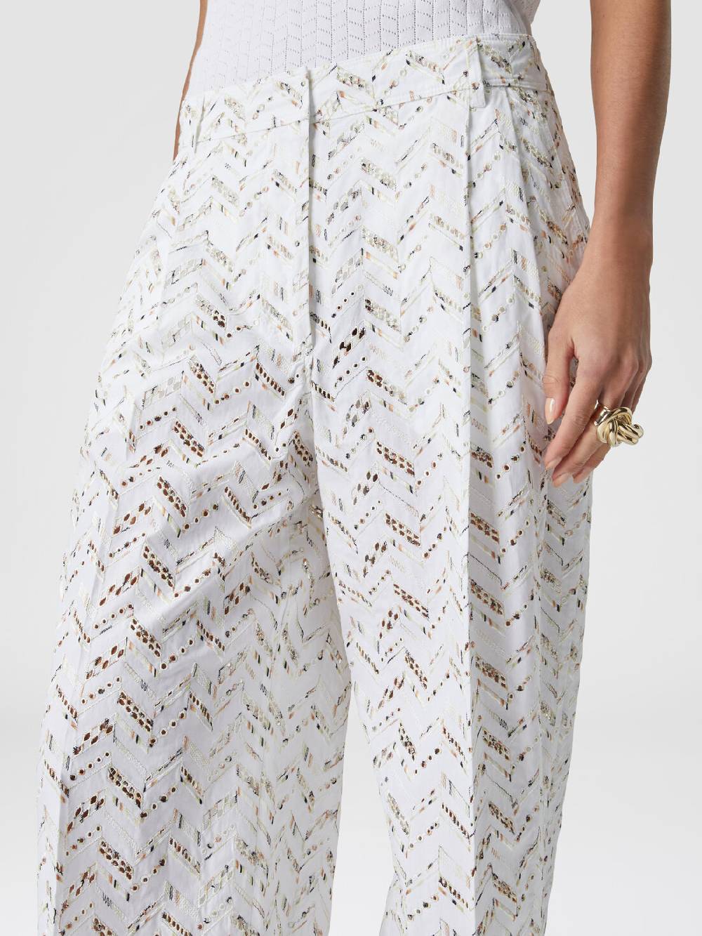 Missoni Pantaloni in popeline di cotone con pizzo sangallo Italy