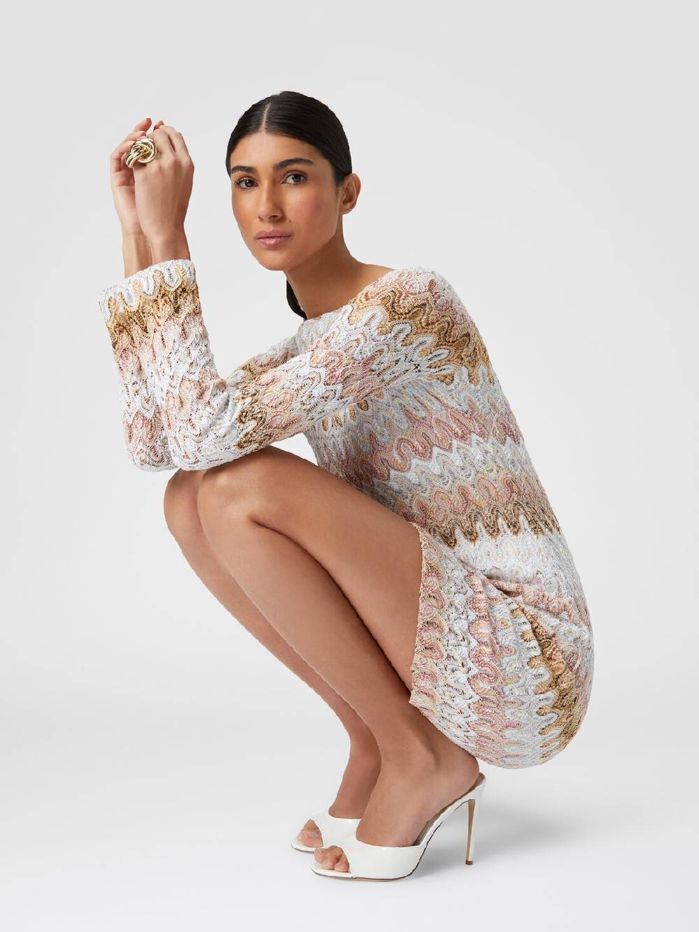 Missoni Mini-abito a maniche lunghe in misto viscosa motivo a onde Nuovo