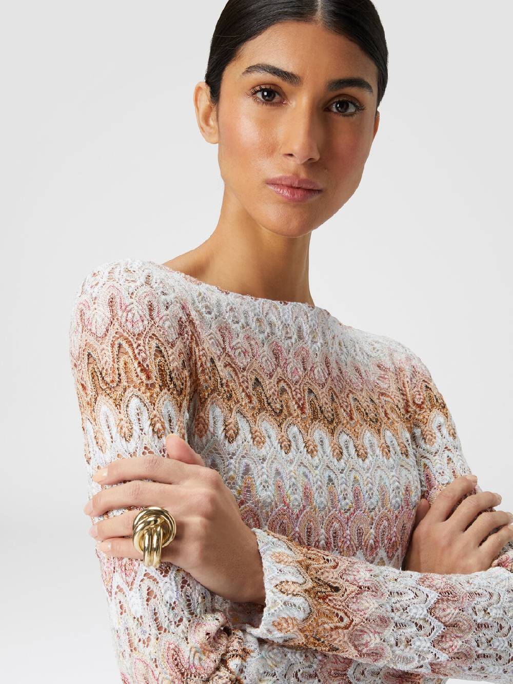 Missoni Mini-abito a maniche lunghe in misto viscosa motivo a onde Nuovo