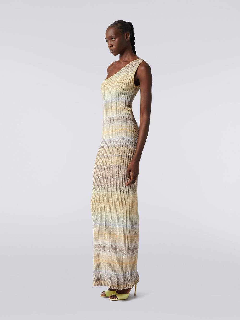 Missoni Abito lungo monospalla a costine con lurex Qualità