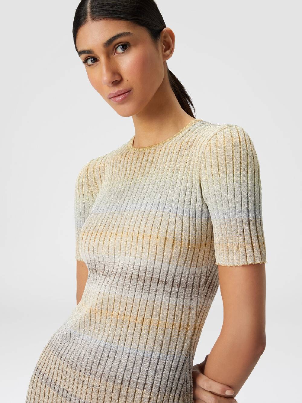 Missoni Mini-abito girocollo a costine con lurex Vendita
