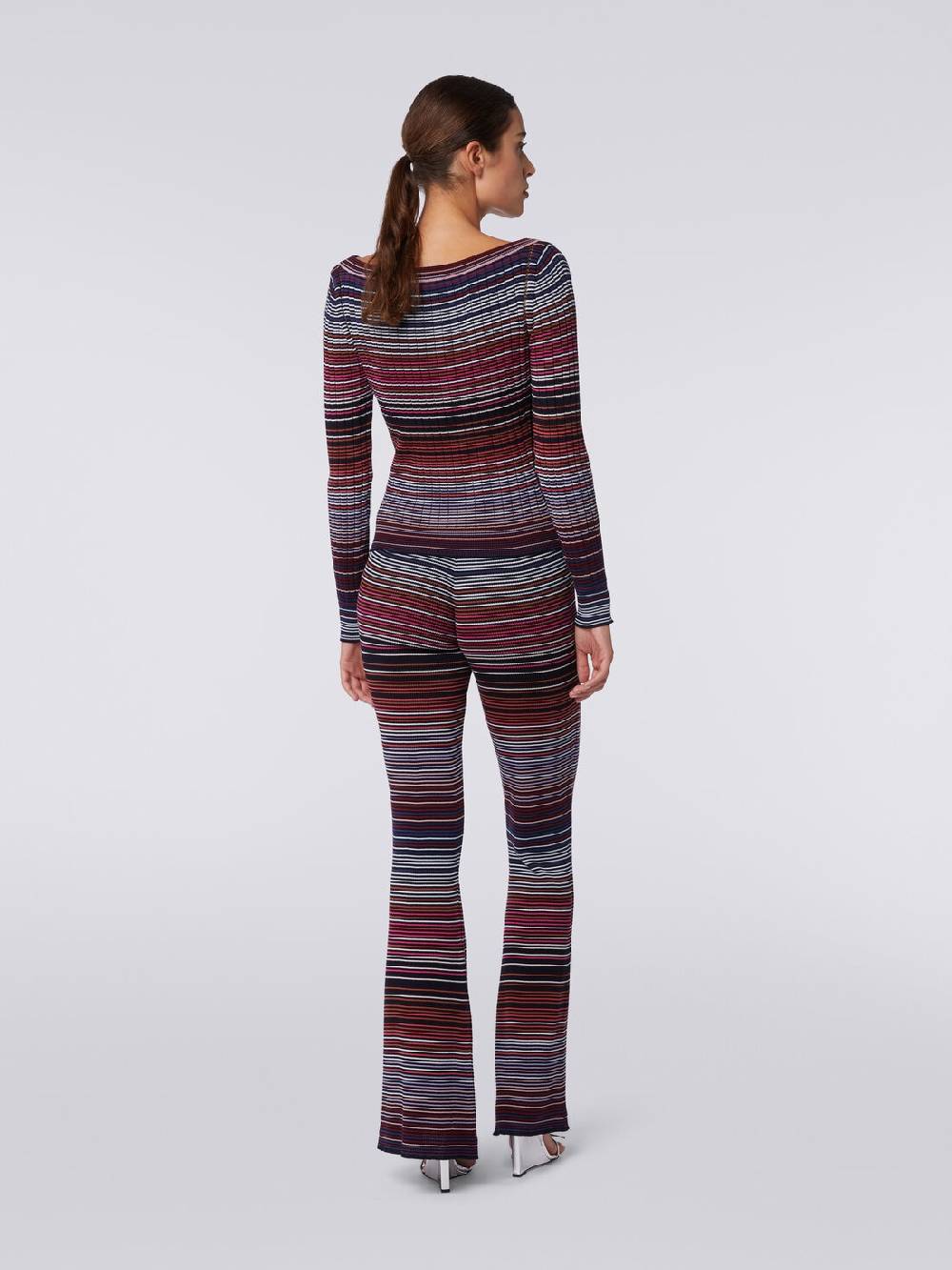 Missoni Pantaloni flare in maglia di cotone e viscosa a righe Promozione