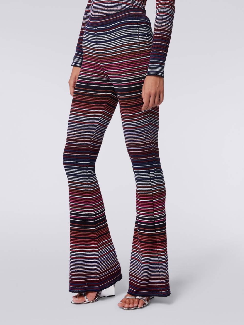Missoni Pantaloni flare in maglia di cotone e viscosa a righe Promozione