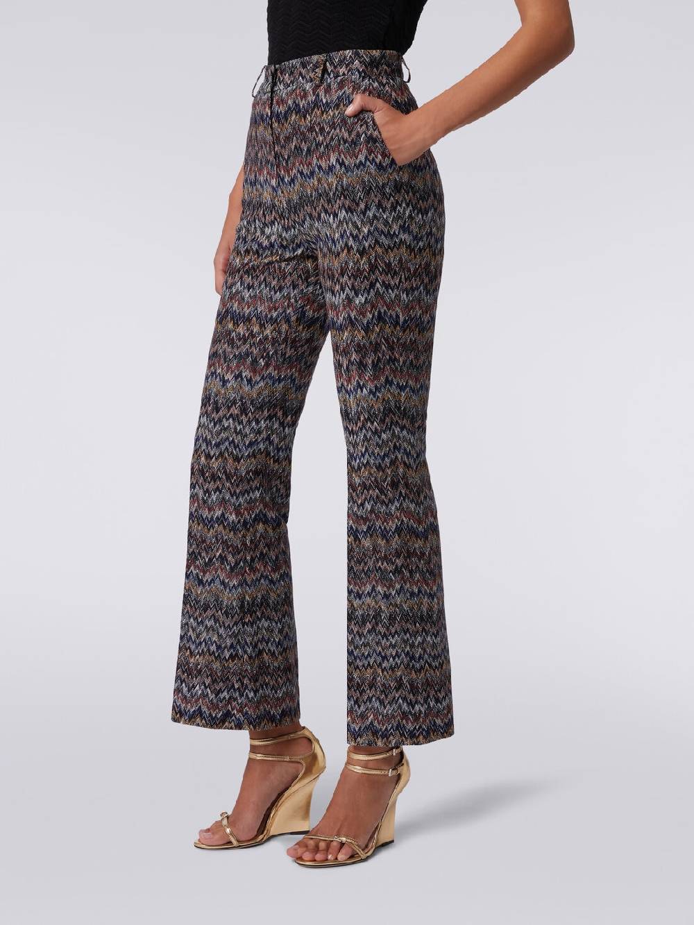 Missoni Pantaloni cropped in misto viscosa lamé zig zag Qualità Garantita