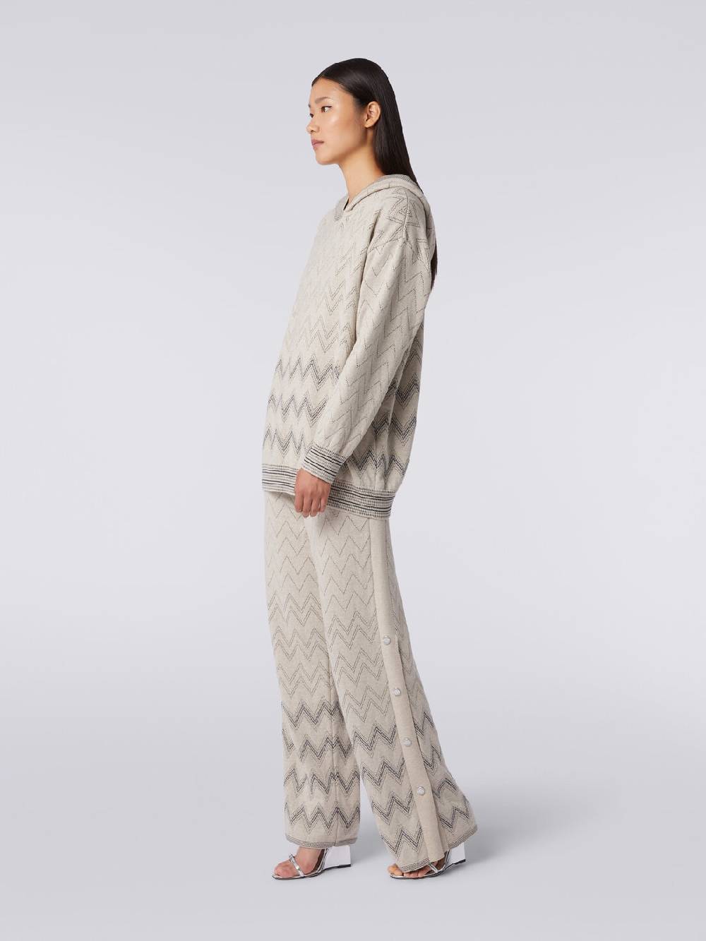 Missoni Joggers in lana e viscosa zig zag con lurex Saldi