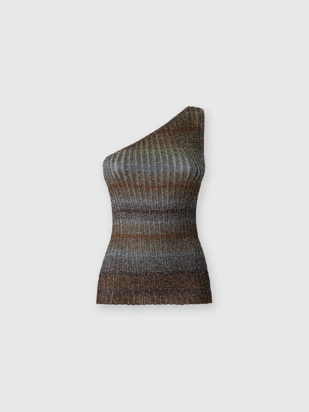Missoni Top monospalla in viscosa lamé a costine Vendita Calda
