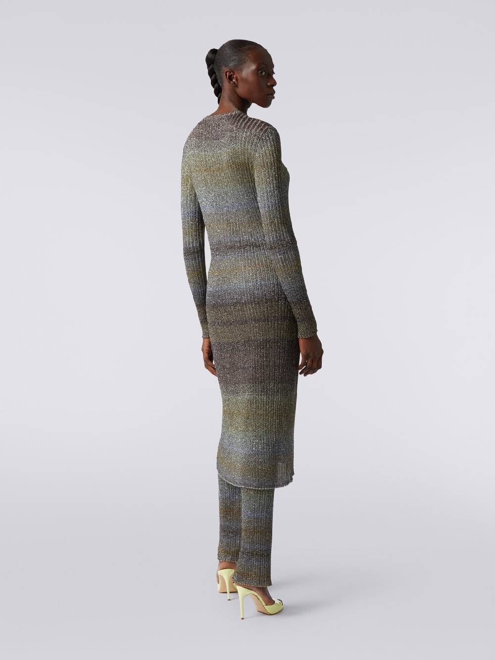 Missoni Cardigan lungo in viscosa a costine con lurex Vendita Economica