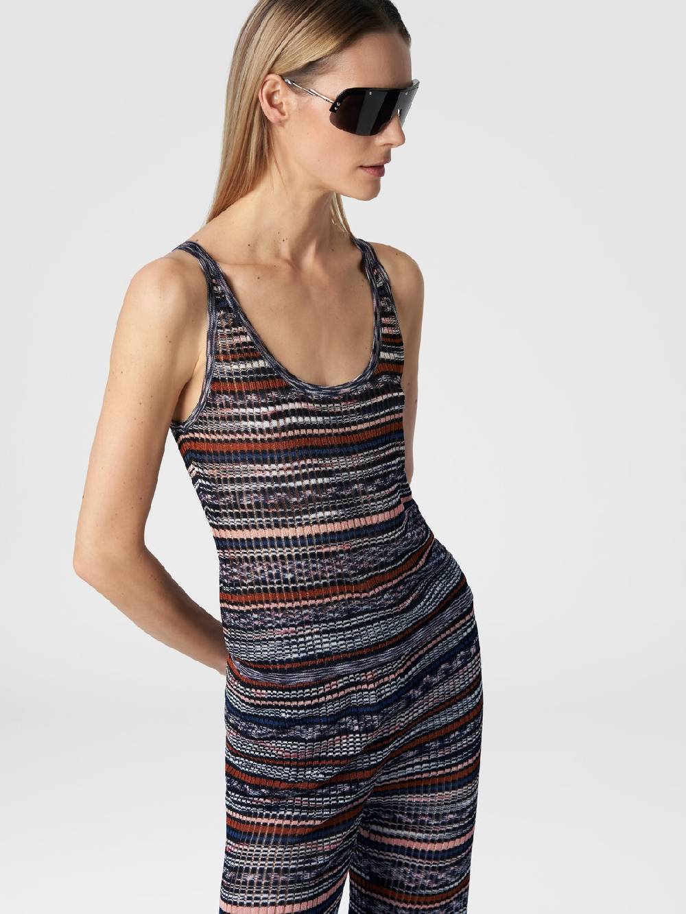 Missoni Canottiera in viscosa a costine fiammata Saldi Di Fabbrica