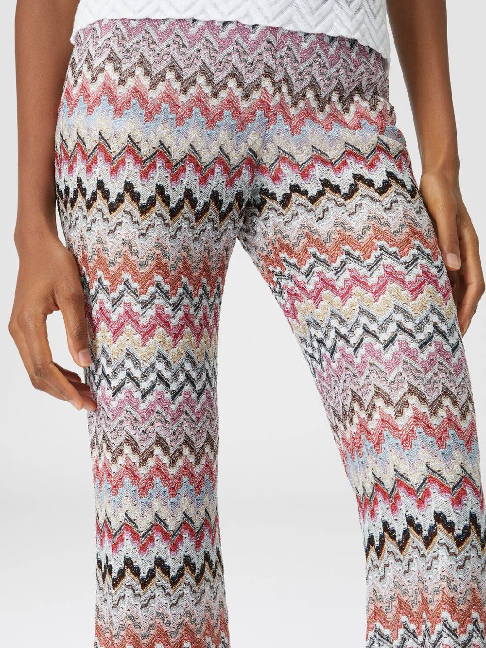 Missoni Pantaloni flare in misto viscosa lamé zig zag Vendite Flash