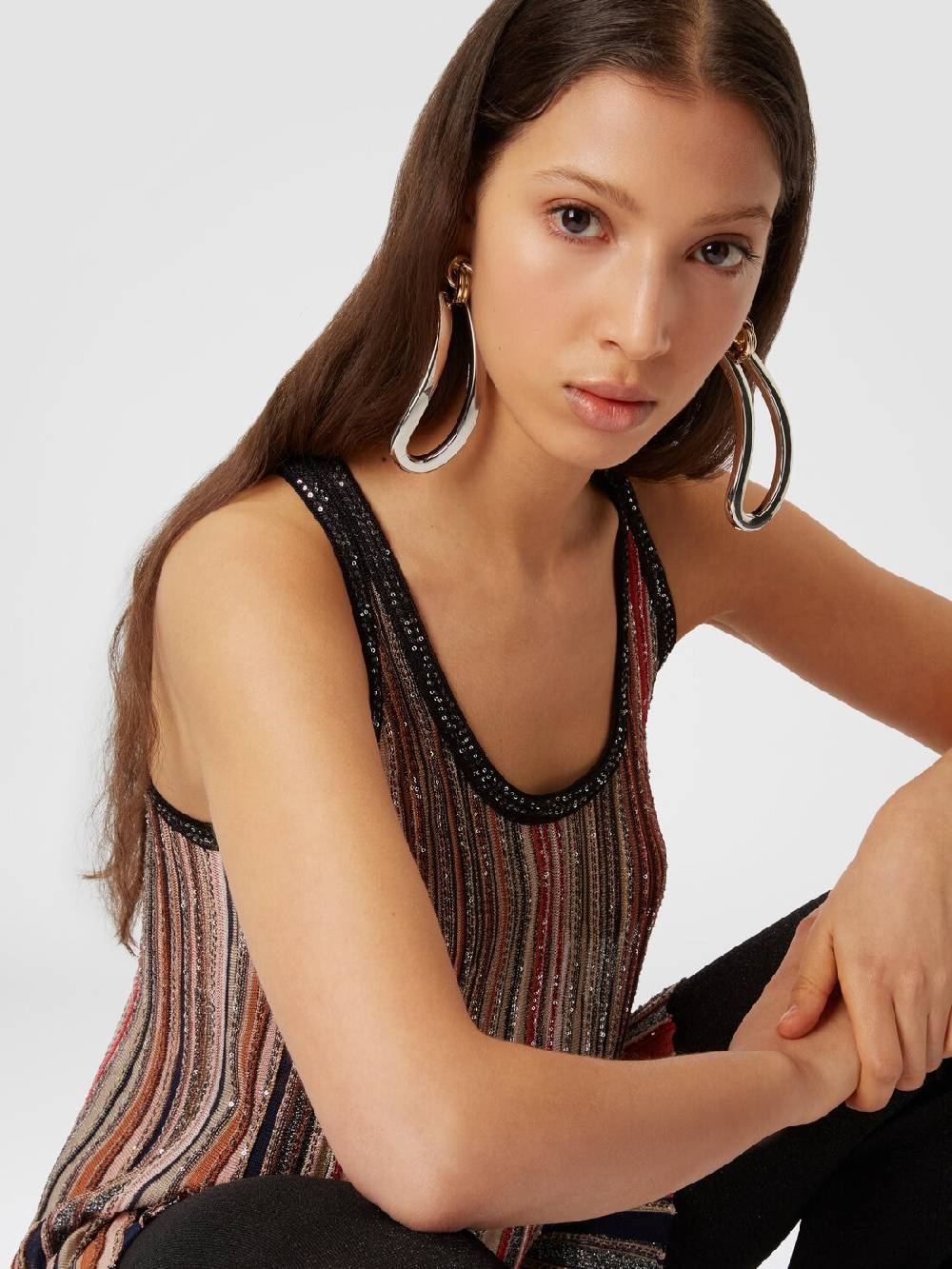 Missoni Canottiera in maglia a righe verticali con paillettes In Saldo