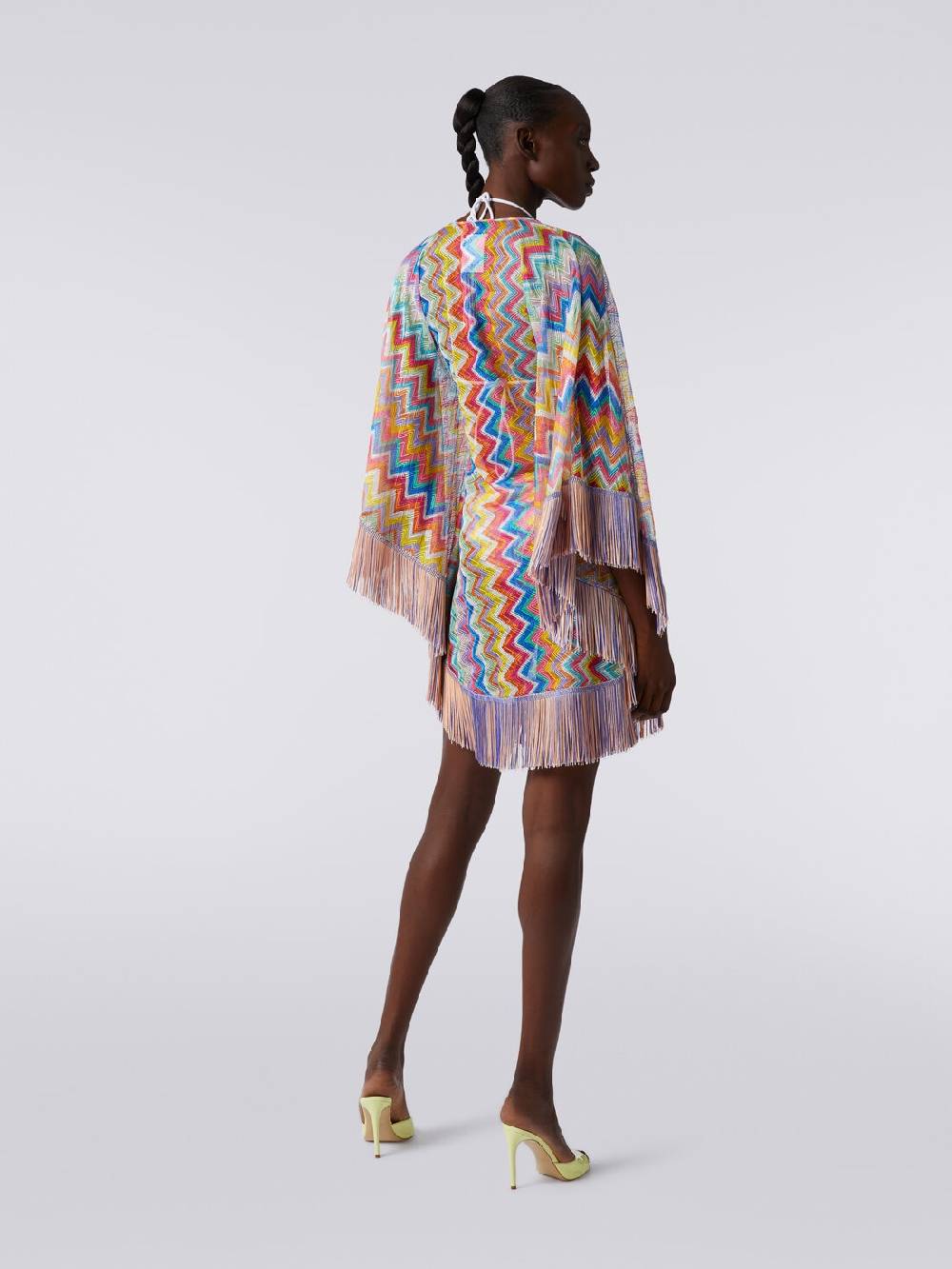 Missoni Caftano copricostume corto stampa zig zag con frange Latest fashion