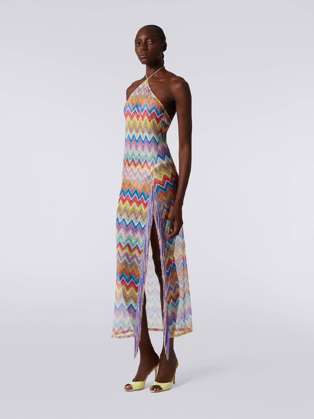 Missoni Abito copricostume lungo stampa zig zag con frange Offerta temporanea