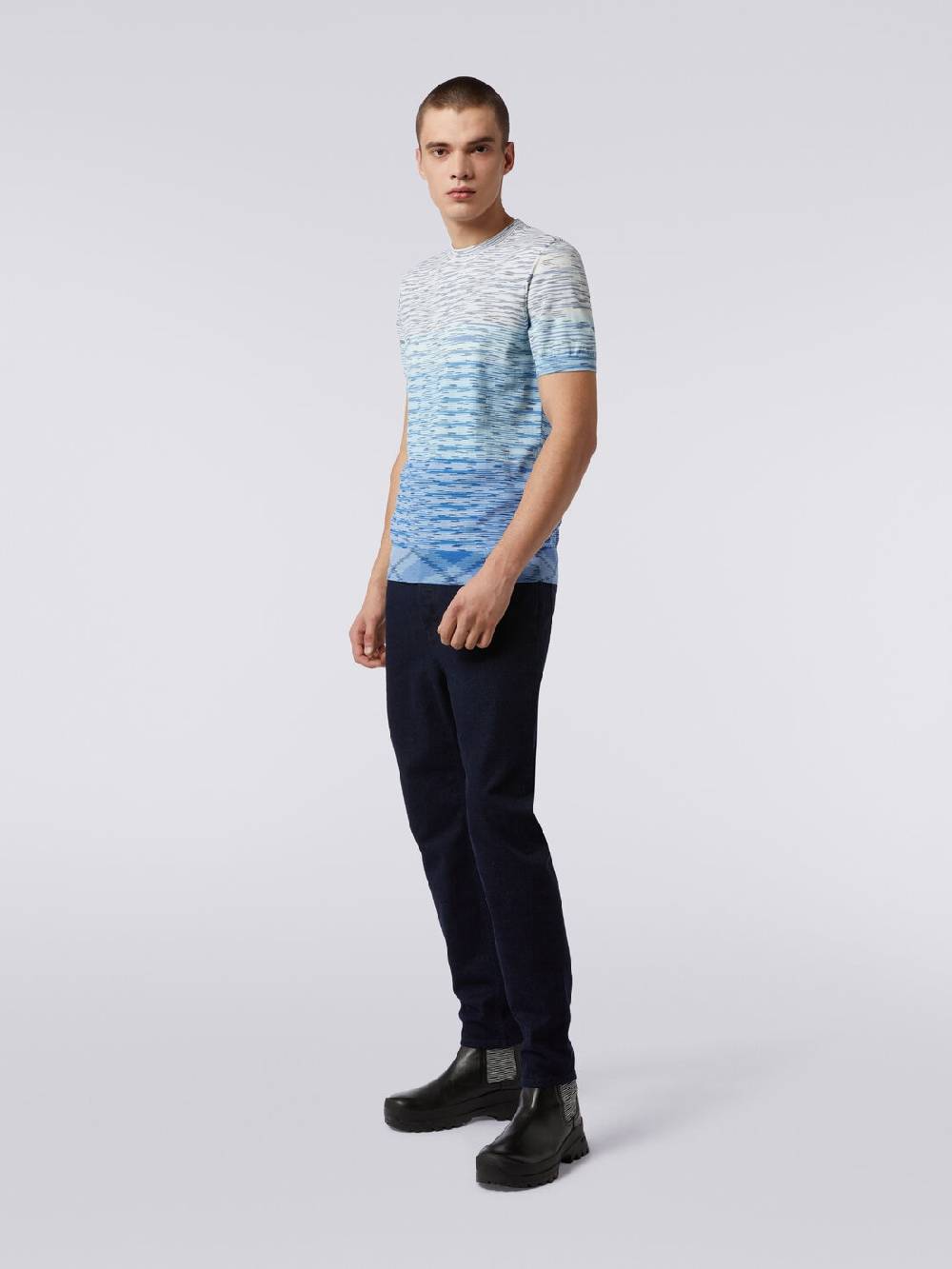 Missoni T-shirt girocollo in cotone fiammato dégradé Grandi sconti