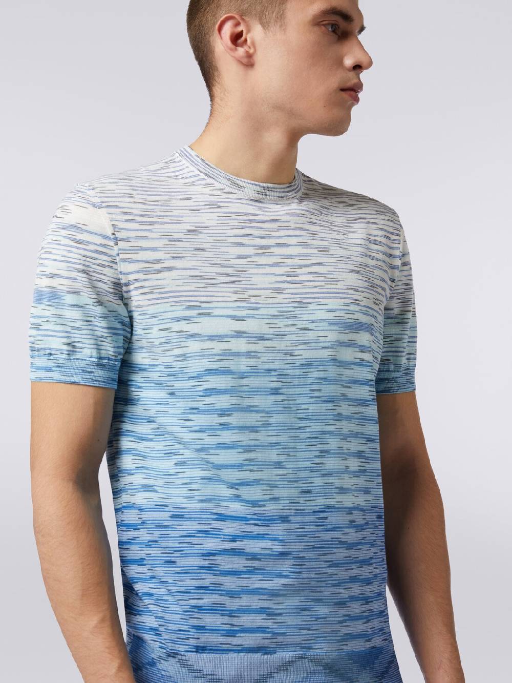 Missoni T-shirt girocollo in cotone fiammato dégradé Grandi sconti