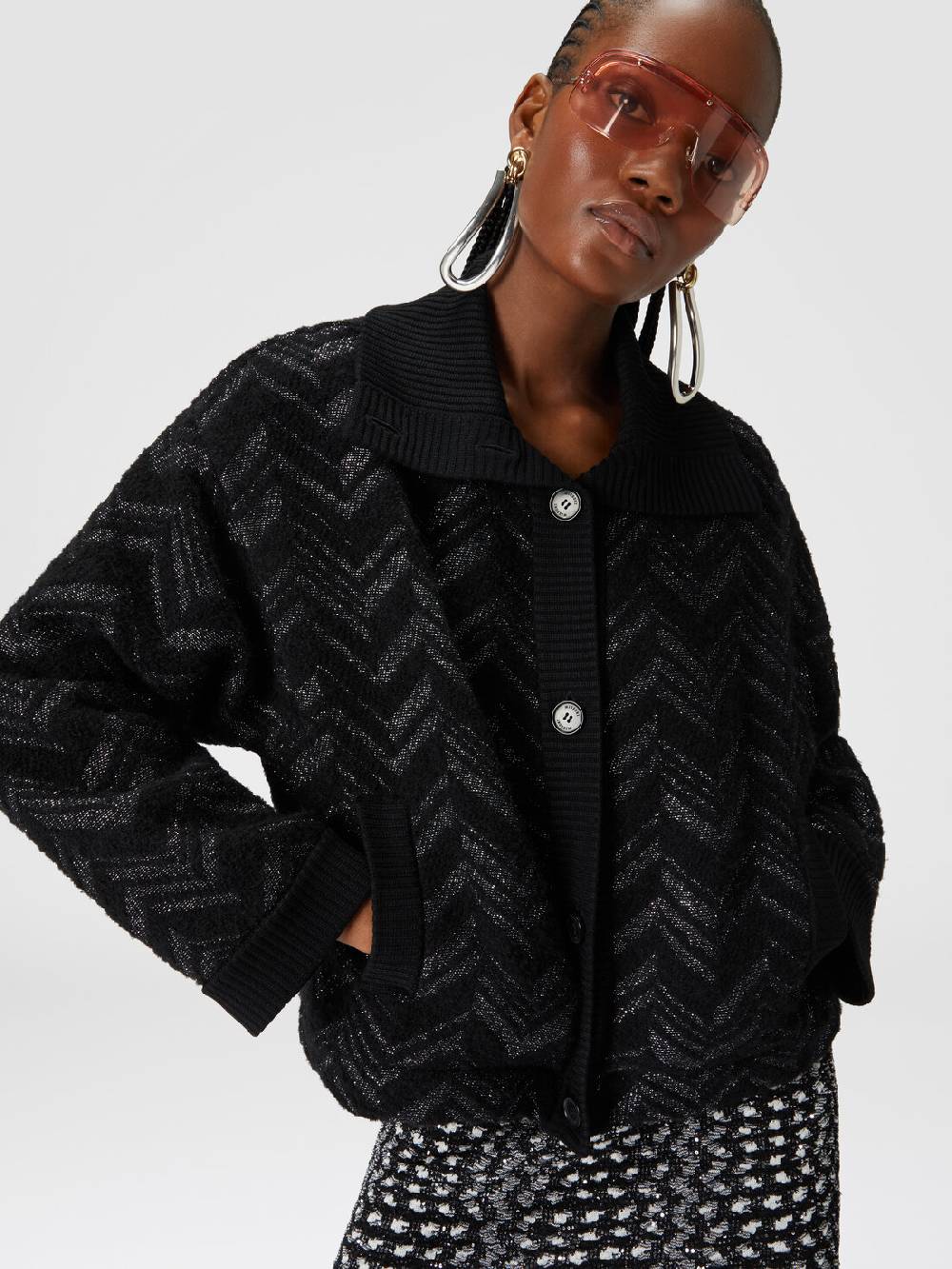 Missoni Giubbotto in maglia bouclé con chevron lamé Sconti VIP
