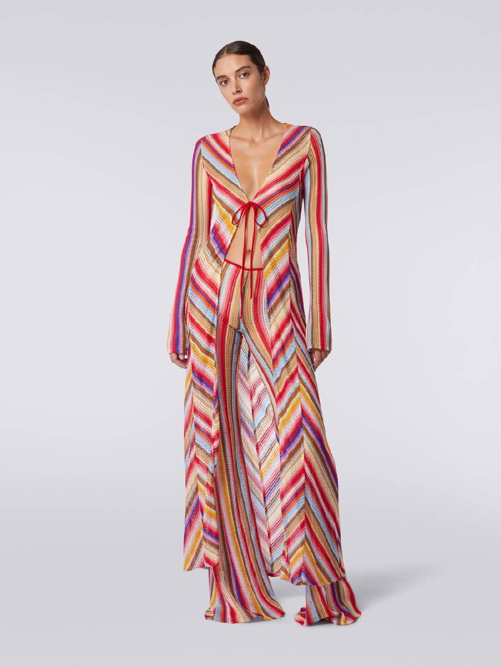 Missoni Cardigan copricostume lungo in crochet rigato Rilascio limitato