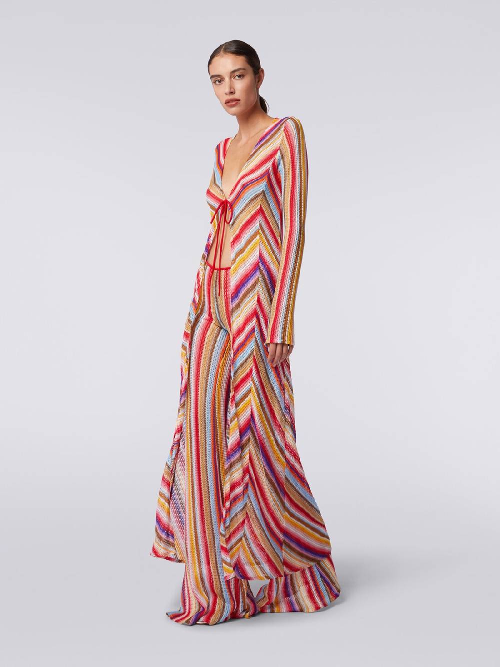 Missoni Cardigan copricostume lungo in crochet rigato Rilascio limitato