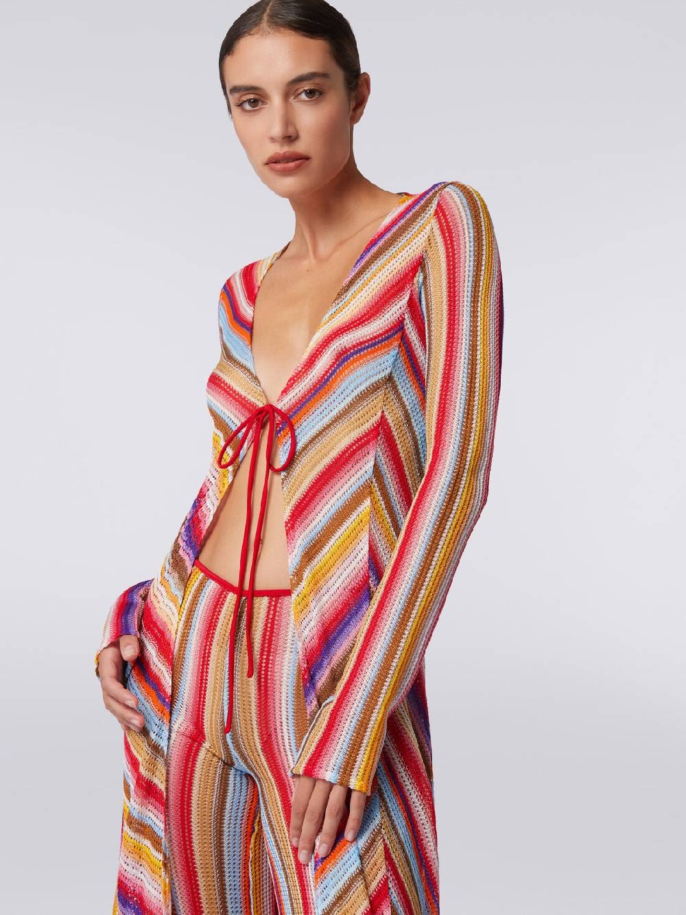 Missoni Cardigan copricostume lungo in crochet rigato Rilascio limitato