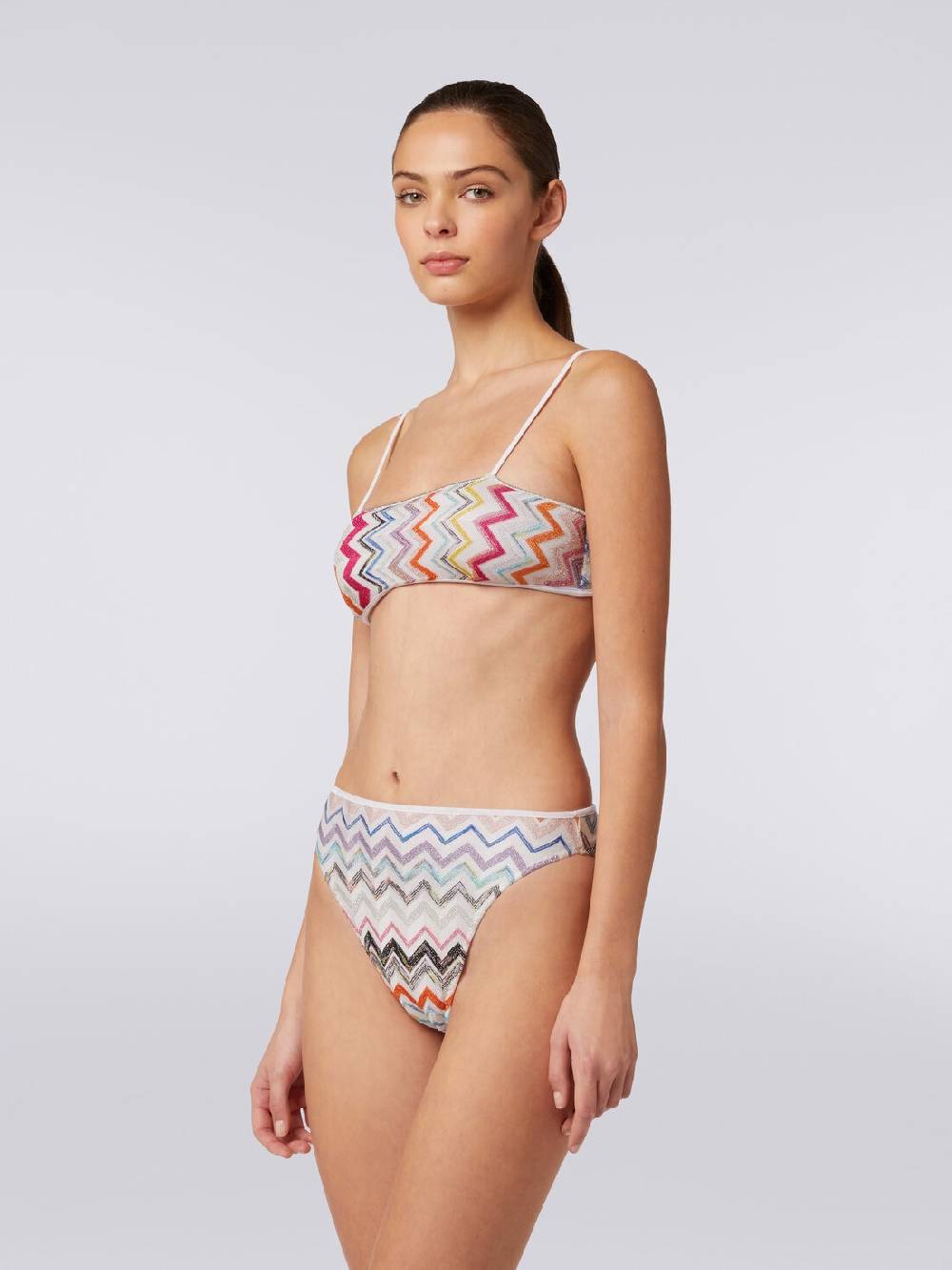 Missoni Bikini in viscosa zig zag con lurex e slip a vita alta ACQUISTA ORA