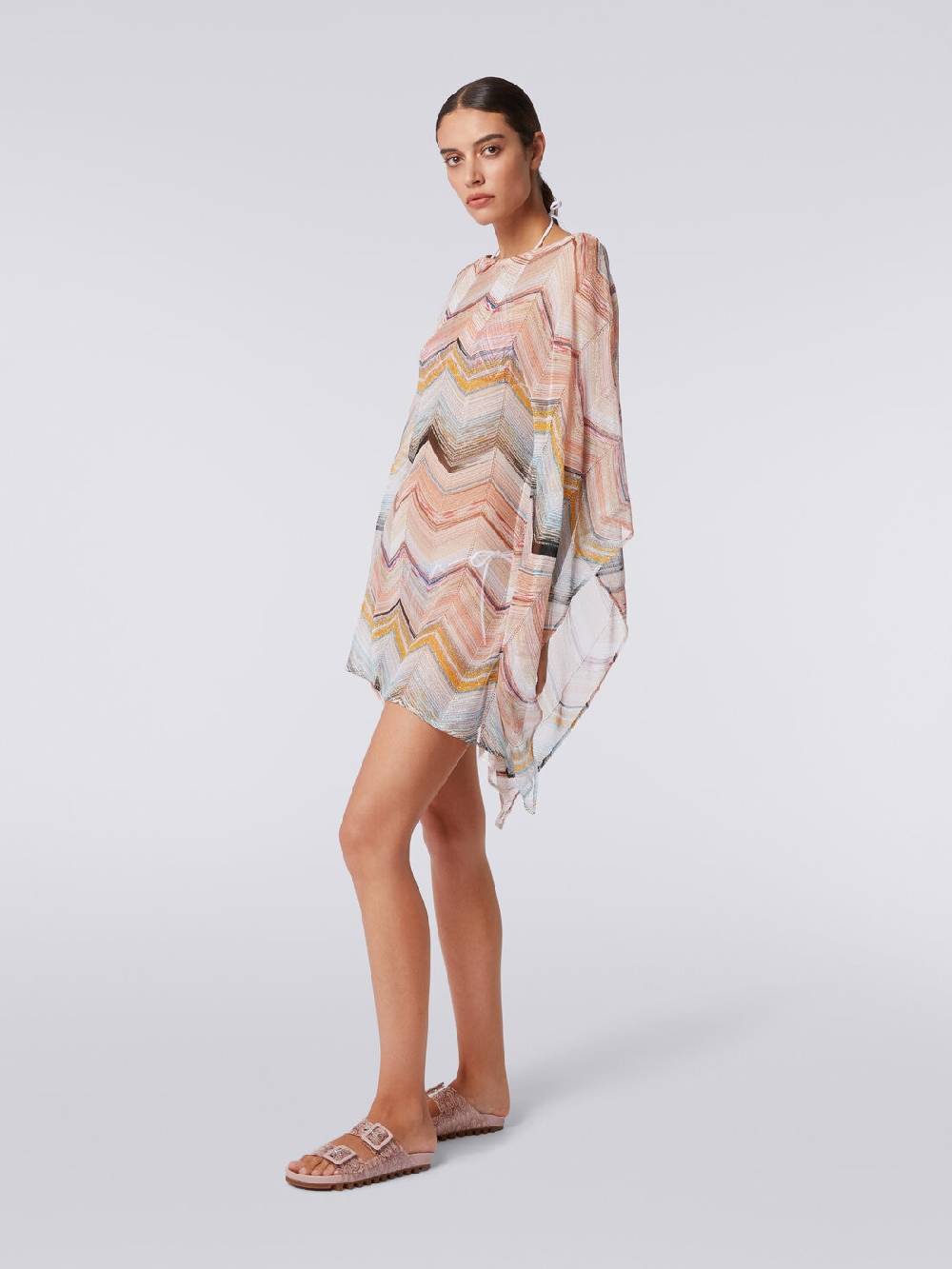 Missoni Caftano copricostume corto in misto viscosa zig zag con lurex Latest stili