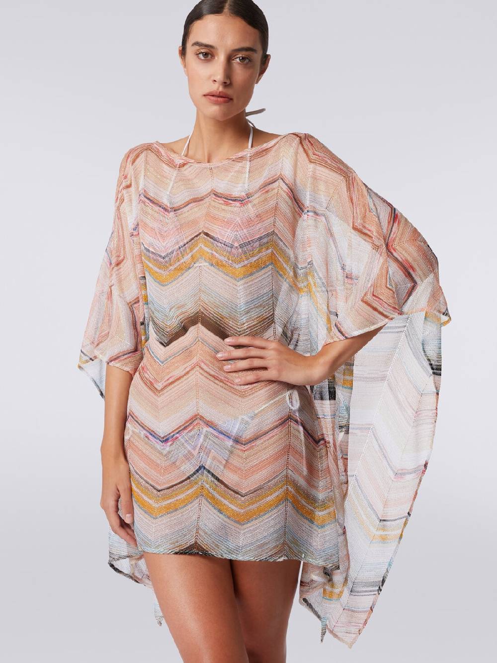 Missoni Caftano copricostume corto in misto viscosa zig zag con lurex Latest stili