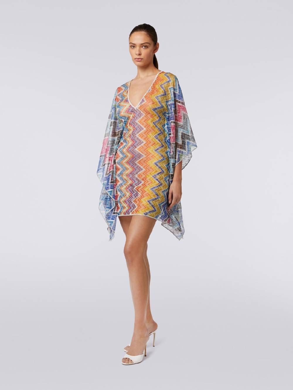 Missoni Caftano copricostume corto zig zag con lurex Ultimo giorno