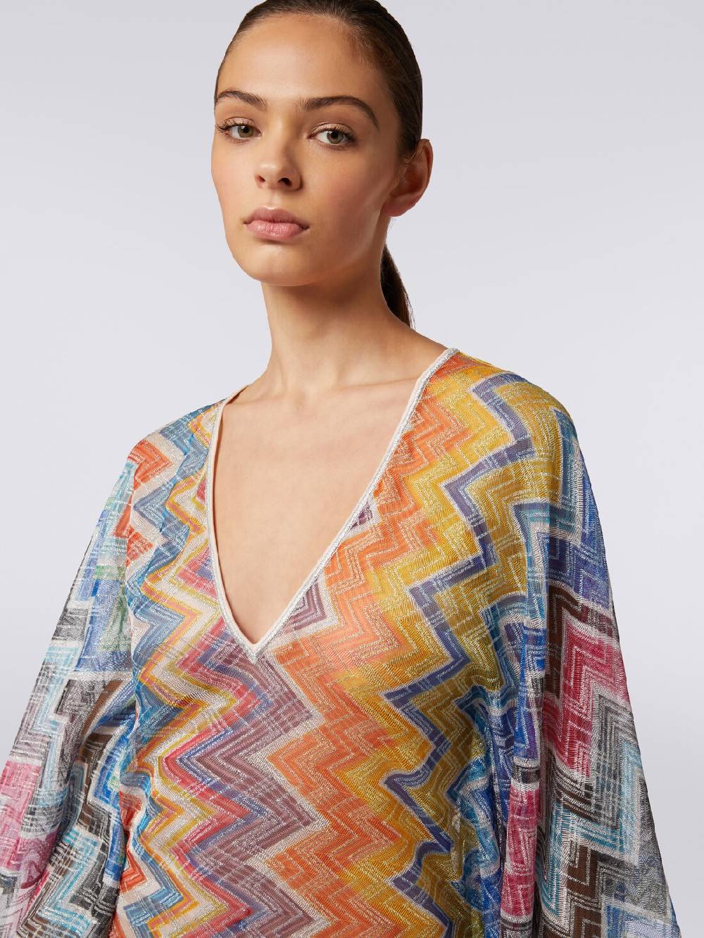 Missoni Caftano copricostume corto zig zag con lurex Ultimo giorno