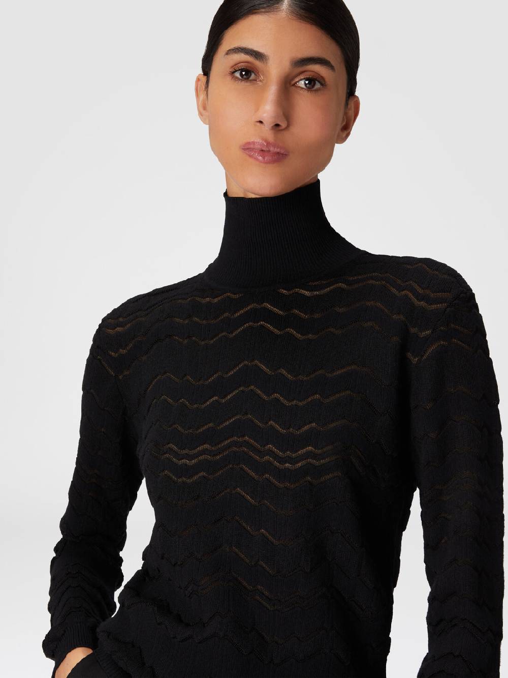 Missoni Lupetto in viscosa e lana con zig zag tono su tono Offerta speciale della fabbrica