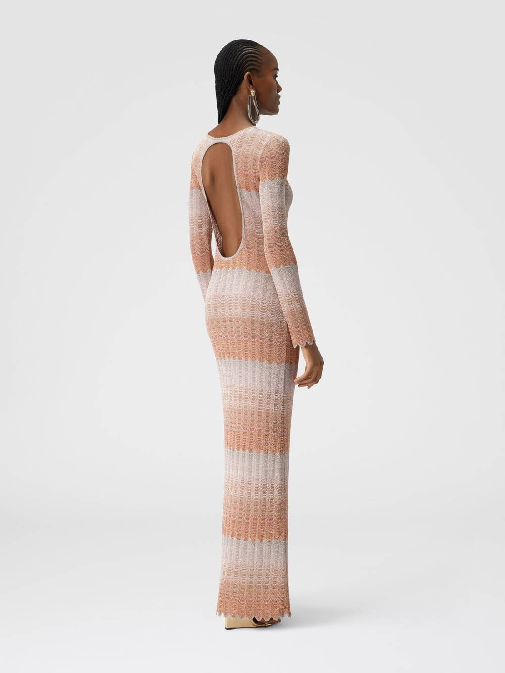 Missoni Abito lungo con motivo greca lamé Esporta salva