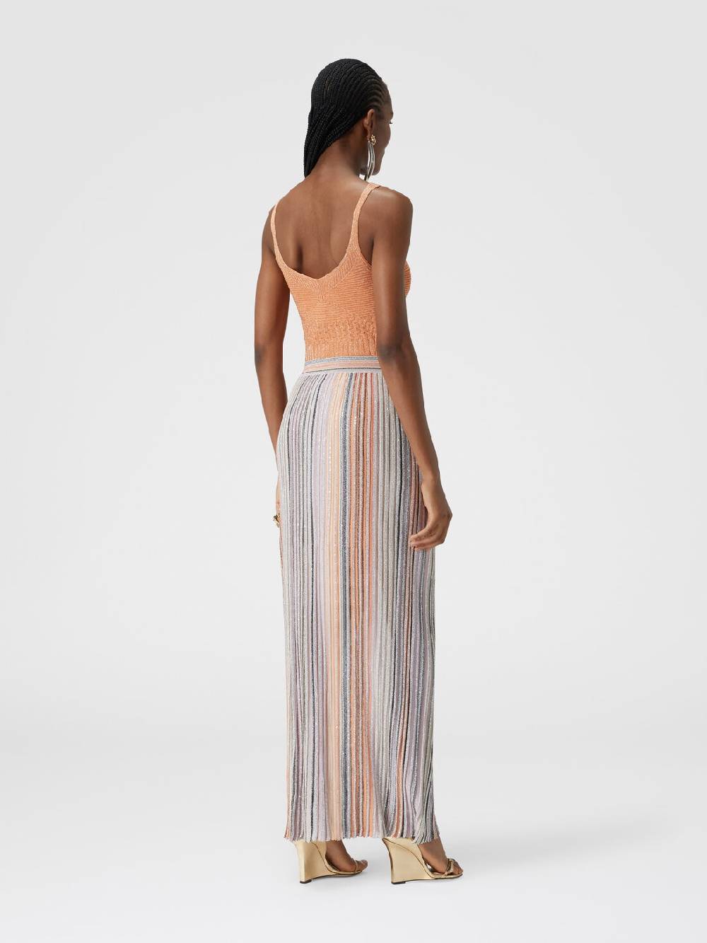 Missoni Gonna lunga parzializzata a costine con paillettes Italy