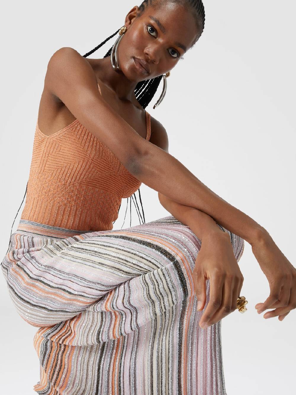 Missoni Gonna lunga parzializzata a costine con paillettes Italy